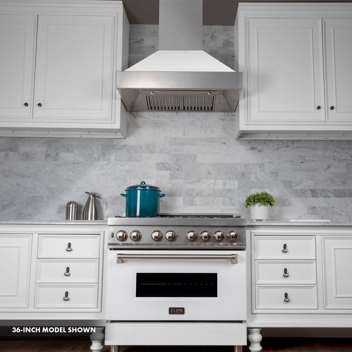 ZLINE 30" Dual Fuel Range, DuraSnow, Stainless, White Matte Door, RAS-WM-30