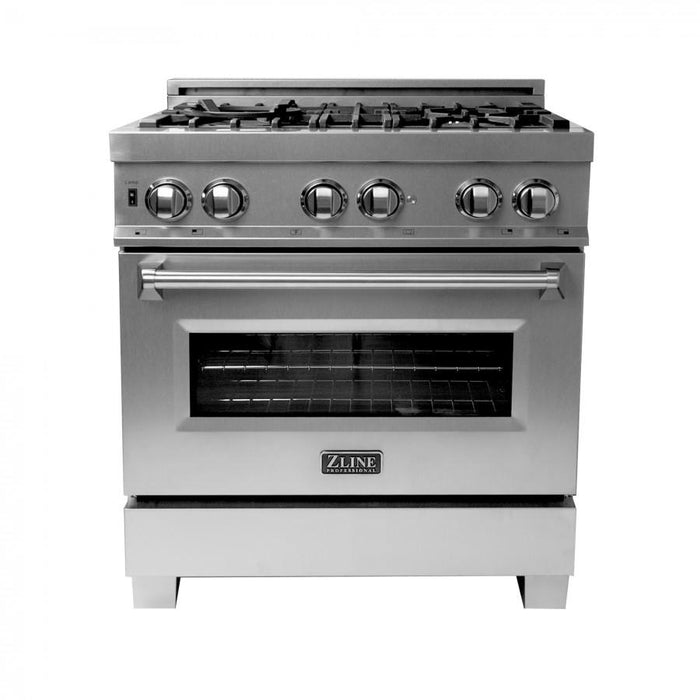 ZLINE 30" Dual Fuel Range, Snow Stainless, Snow Stainless Door, RAS-SN-30