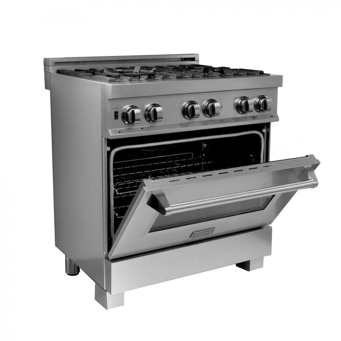 ZLINE 30" Dual Fuel Range, Snow Stainless, Snow Stainless Door, RAS-SN-30