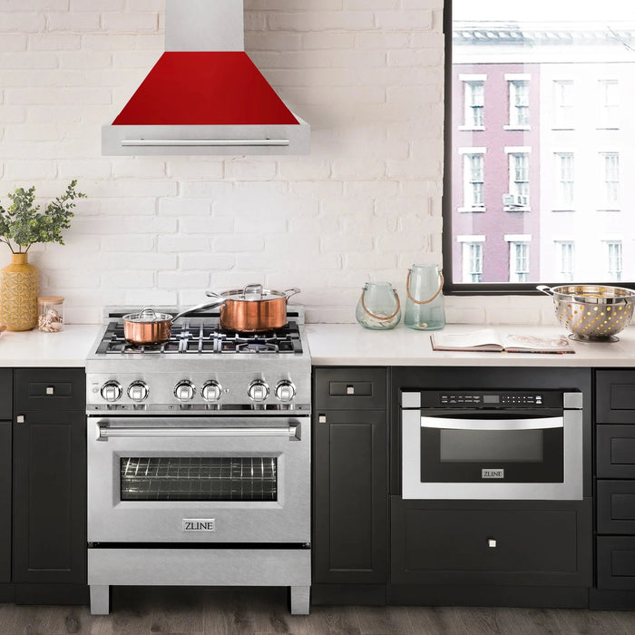 ZLINE 30" DuraSnow® Stainless Steel Range Hood with Color Shell Options 8654SNX-RM-30