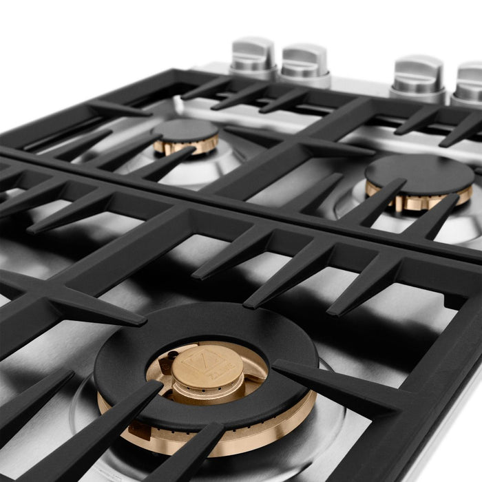 ZLINE 30" Gas Cooktop with 4 Gas Brass Burners RC-BR-30