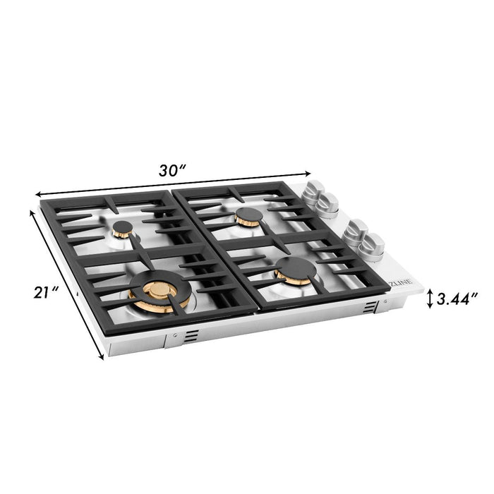 ZLINE 30" Gas Cooktop with 4 Gas Brass Burners RC-BR-30