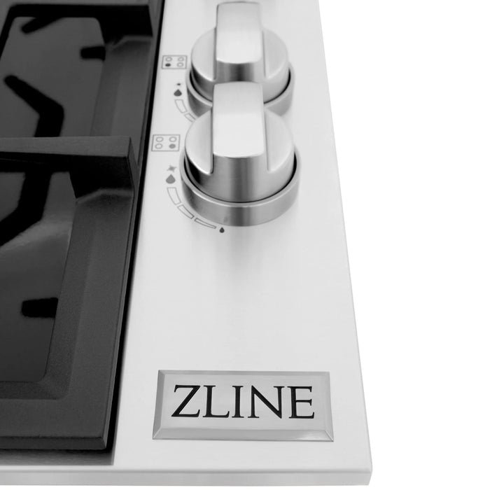 ZLINE 30" Gas Cooktop with 4 Gas Burners and Black Porcelain Top RC30-PBT