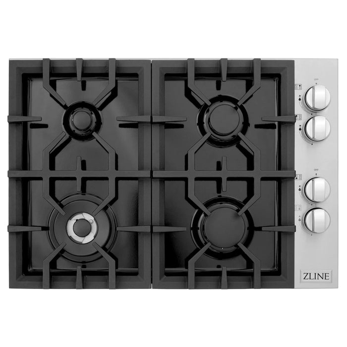 ZLINE 30" Gas Cooktop with 4 Gas Burners and Black Porcelain Top RC30-PBT