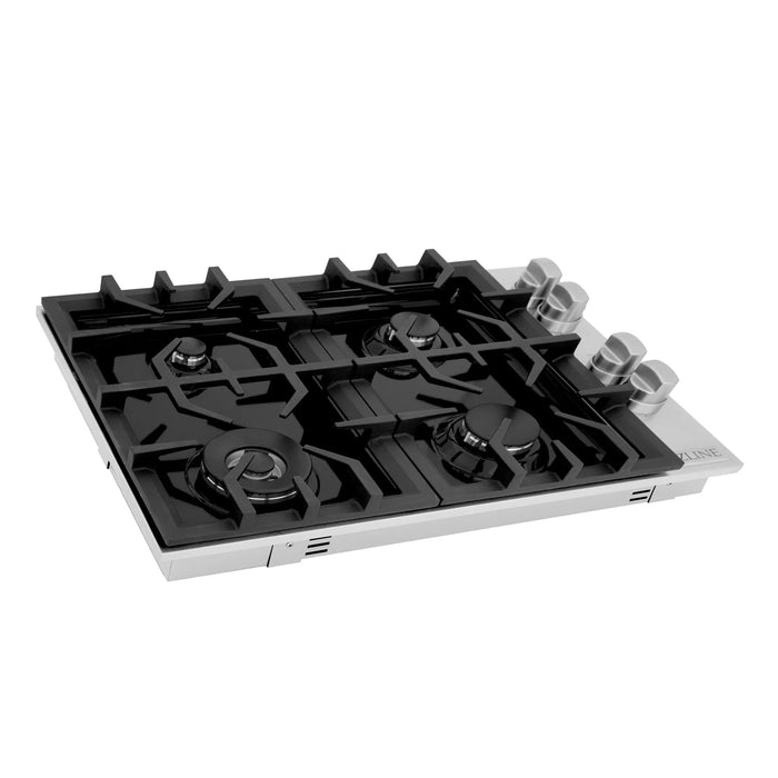 ZLINE 30" Gas Cooktop with 4 Gas Burners and Black Porcelain Top RC30-PBT