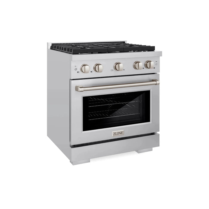 ZLINE 30 in. 4.2 cu. ft. 4 Burner Gas Range with Convection Gas Oven in Stainless Steel, SGR30