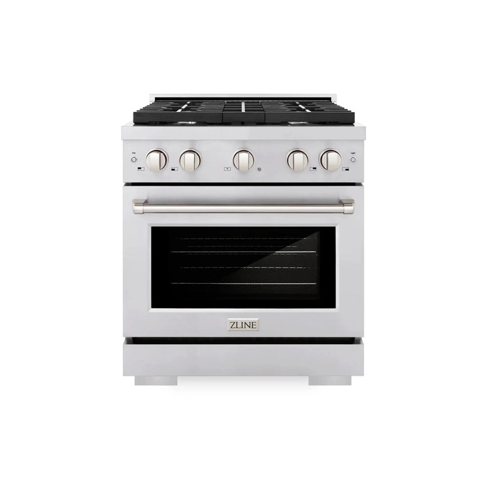 ZLINE 30 in. 4.2 cu. ft. 4 Burner Gas Range with Convection Gas Oven in Stainless Steel, SGR30