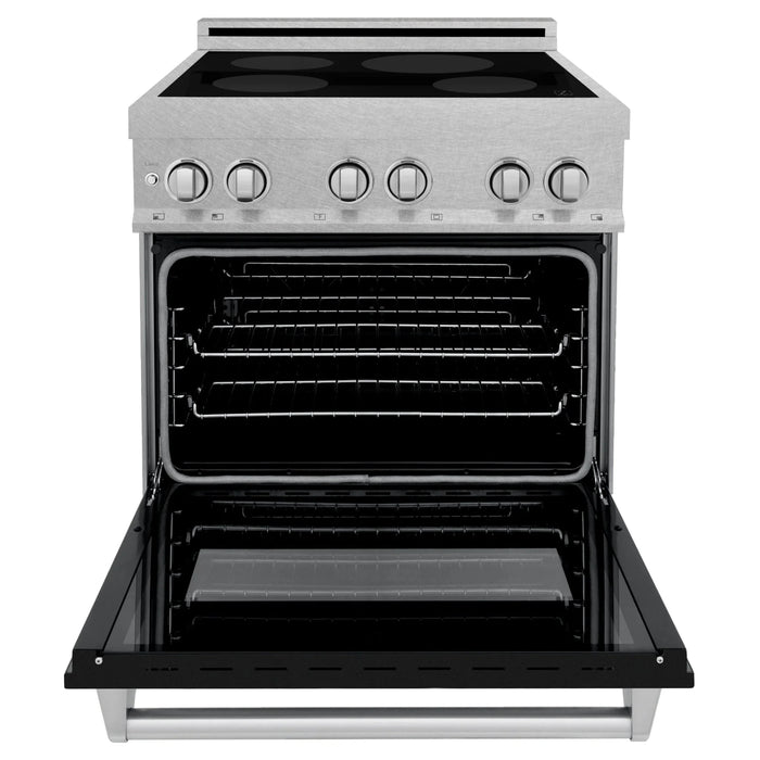 ZLINE 30" Induction Range in DuraSnow with a 4 Element Stove and Electric Oven RAINDS-BLM-30