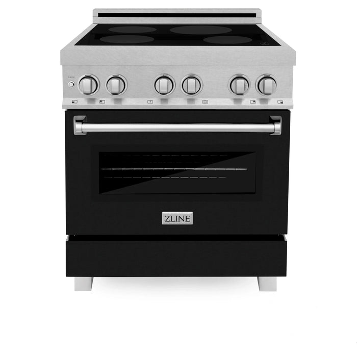 ZLINE 30" Induction Range in DuraSnow with a 4 Element Stove and Electric Oven RAINDS-BLM-30