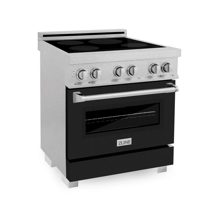 ZLINE 30" Induction Range in DuraSnow with a 4 Element Stove and Electric Oven RAINDS-BLM-30