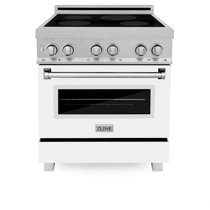 ZLINE 30" Induction Range in DuraSnow with a 4 Element Stove and Electric Oven RAINDS-WM-30