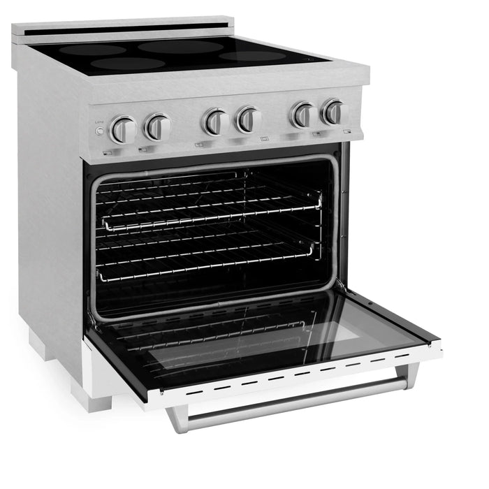 ZLINE 30" Induction Range in DuraSnow with a 4 Element Stove and Electric Oven RAINDS-WM-30