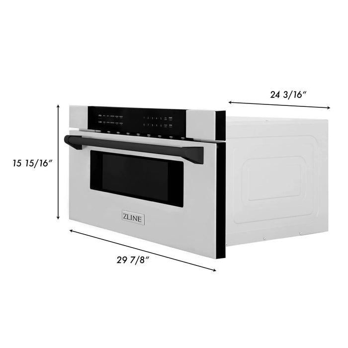 ZLINE 30" Microwave Drawer, Stainless Steel, Black MWDZ-30-MB