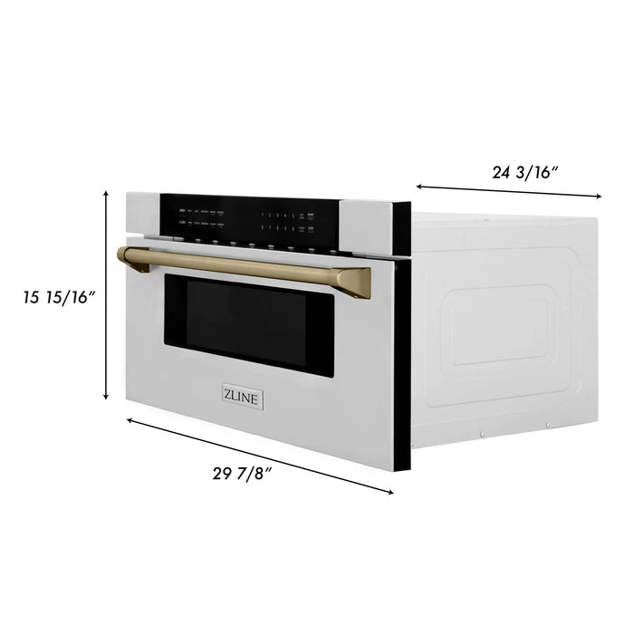 ZLINE 30" Microwave Drawer, Stainless Steel, Bronze MWDZ-30-CB