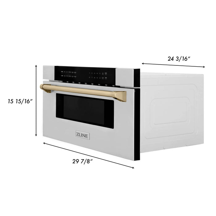 ZLINE 30" Microwave Drawer, Stainless Steel, Gold MWDZ-30-G