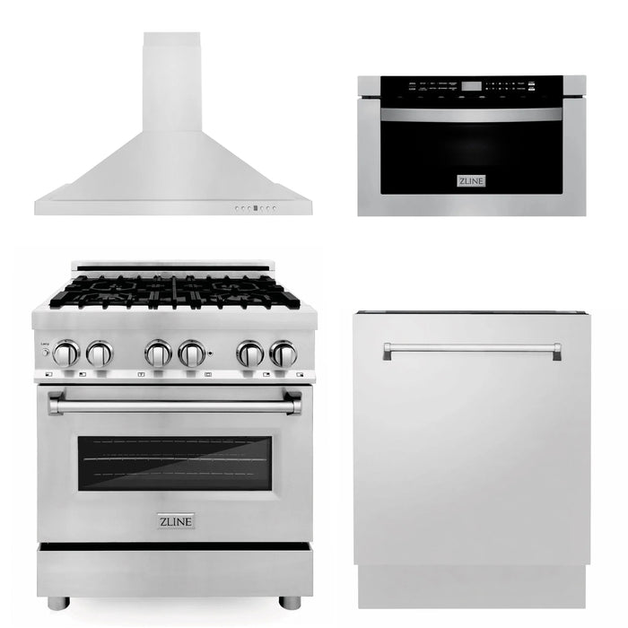 ZLINE 30 " Package Range RA30, Range Hood KB, Microwave MWD-1 , Dishwasher DWV-24,  4KP-RARH30-MWDW