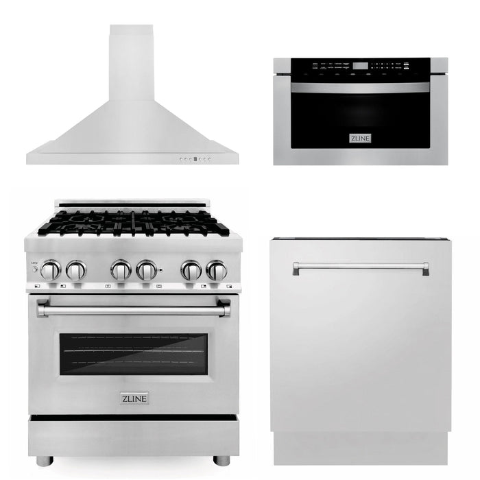 ZLINE 30 " Package Range RA30, Range Hood KB, Microwave MWD-1 , Dishwasher DWV-24,  4KP-RARH30-MWDWV