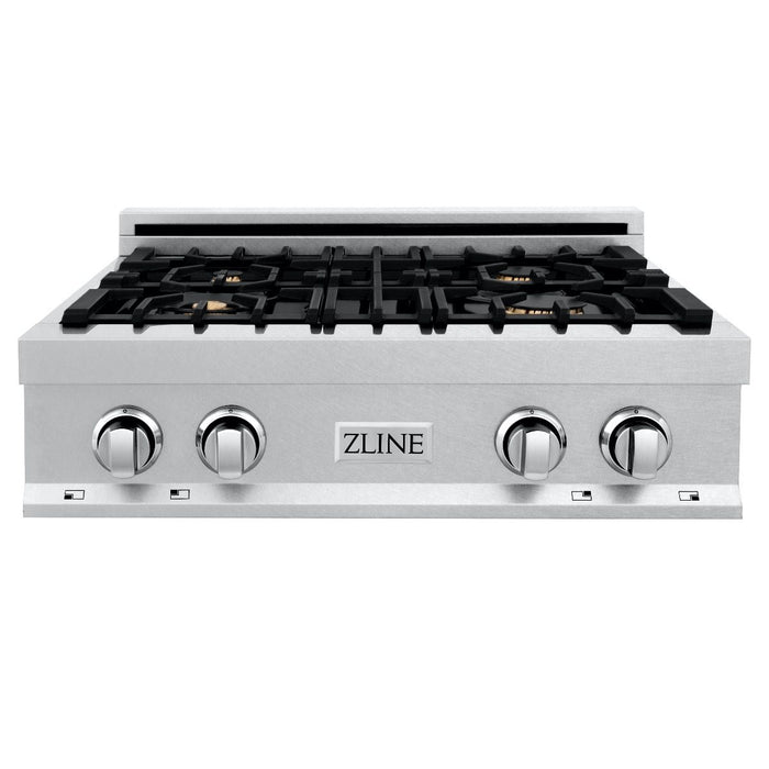 ZLINE 30" Porcelain Rangetop, DuraSnow®, 4 Brass Burners, RTS-BR-30