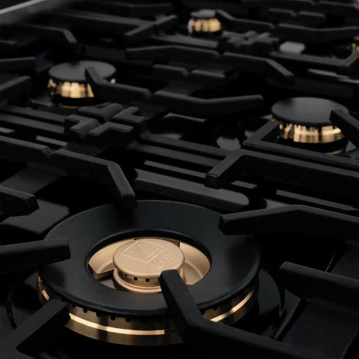 ZLINE 30" Porcelain Rangetop, DuraSnow®, 4 Brass Burners, RTS-BR-30