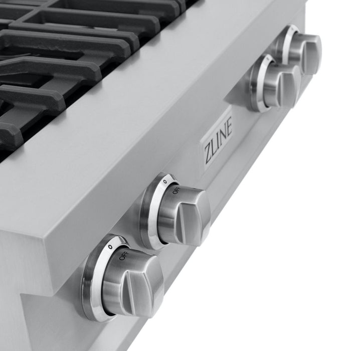 ZLINE 30" Porcelain Rangetop With 4 Gas Brass Burners, RT-BR-30