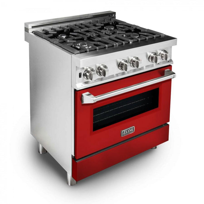ZLINE 30" Professional Dual Fuel Range, Red Matte Door, RA-RM-30