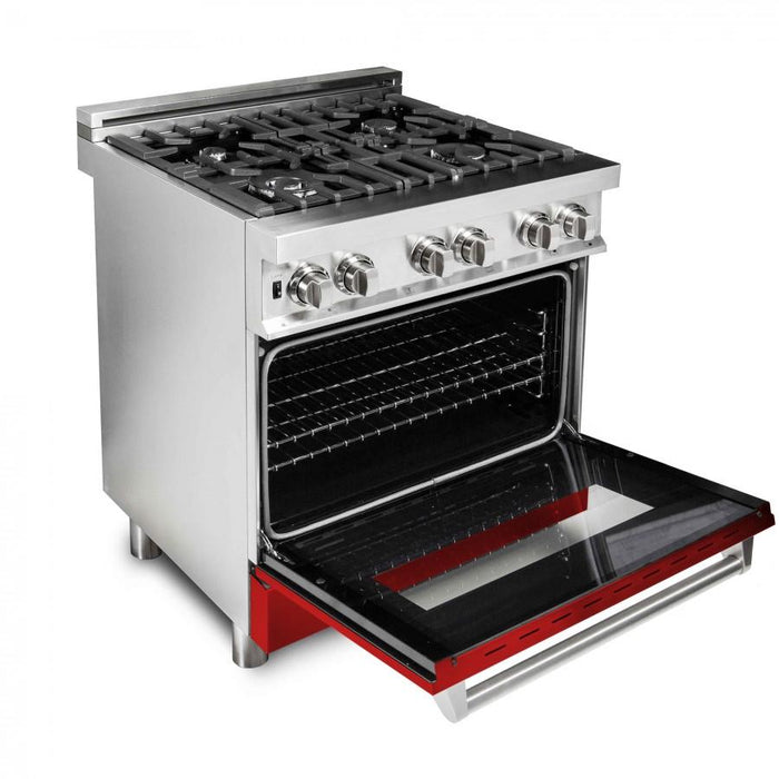 ZLINE 30" Professional Dual Fuel Range, Red Matte Door, RA-RM-30