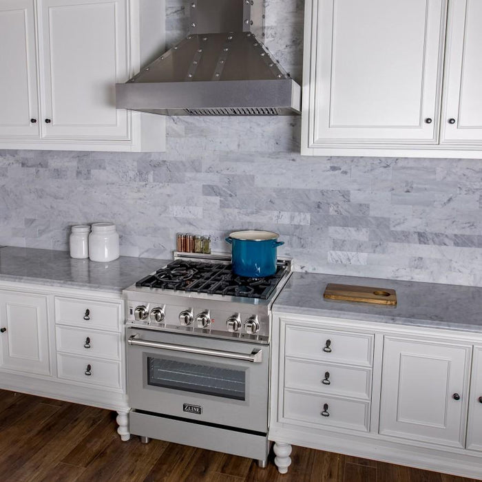 ZLINE 30" Professional Dual Fuel Range, Snow Finish Door, RA-SN-30