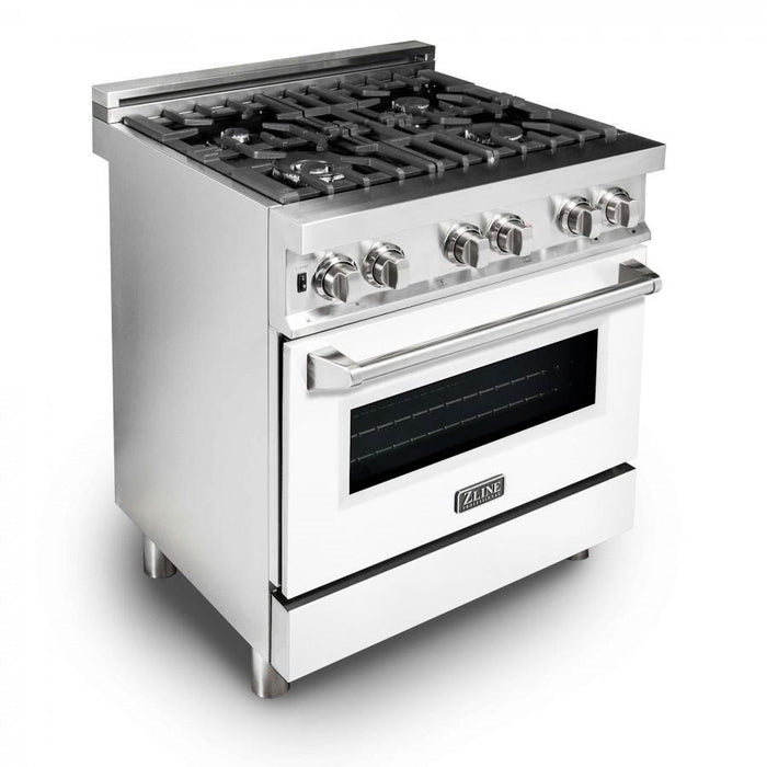 ZLINE 30" Professional Dual Fuel Range, White Matte Door, RA-WM-30