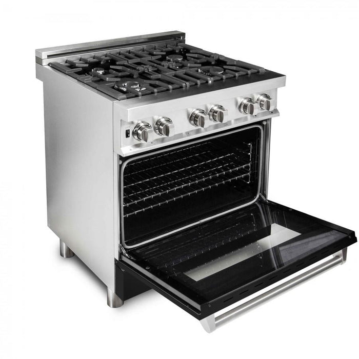 ZLINE 30" Professional Dual Fuel Range with Black Matte Door, RA-BLM-30