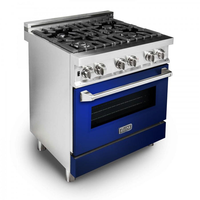 ZLINE 30" Professional Dual Fuel Range with Blue Gloss Door, RA-BG-30