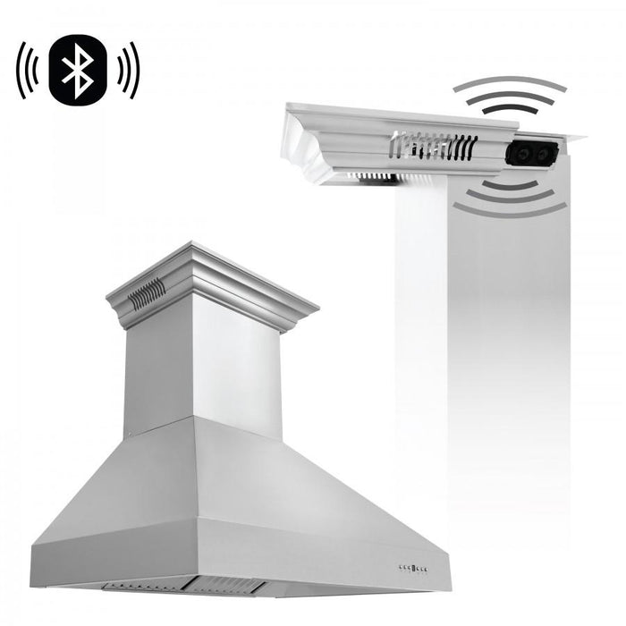 ZLINE 30" Professional Wall Range Hood, Built-in CrownSound® Bluetooth Speakers, 667CRN-BT-30