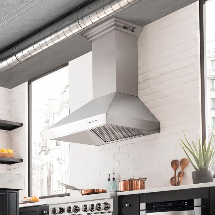 ZLINE 30" Professional Wall Range Hood, Built-in CrownSound® Bluetooth Speakers, 697CRN-BT-30