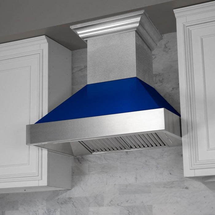 ZLINE 30" Snow Finish Wall Range Hood, Blue Gloss Shell, 8654BG-30