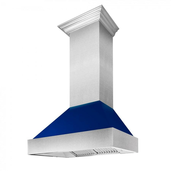 ZLINE 30" Snow Finish Wall Range Hood, Blue Gloss Shell, 8654BG-30