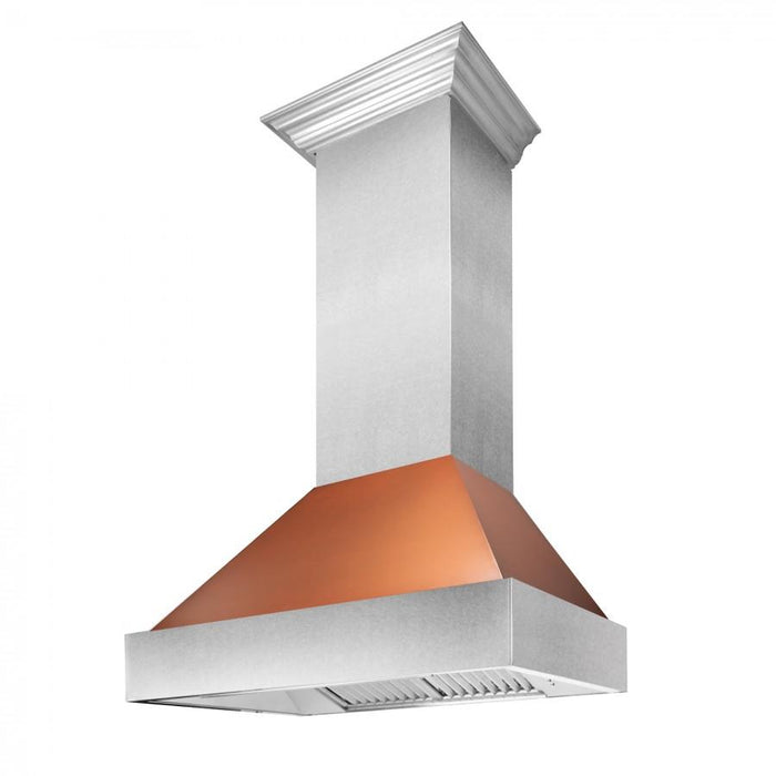 ZLINE 30" Snow Finish Wall Range Hood, Copper Shell, 8654C-30