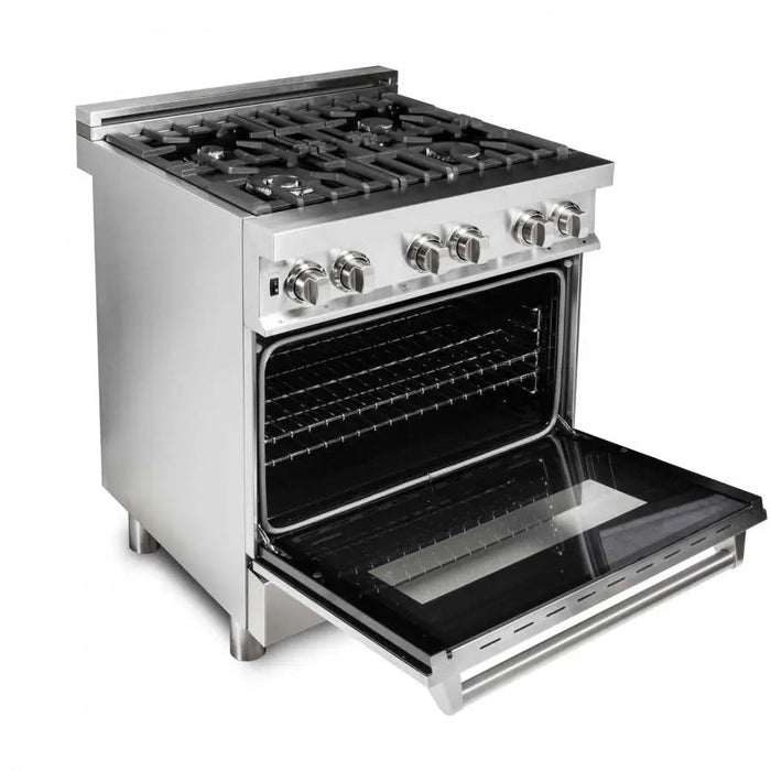 ZLINE 30" Stainless 4.0 cu.ft. 4 Gas Burner/Electric Oven Range RA30