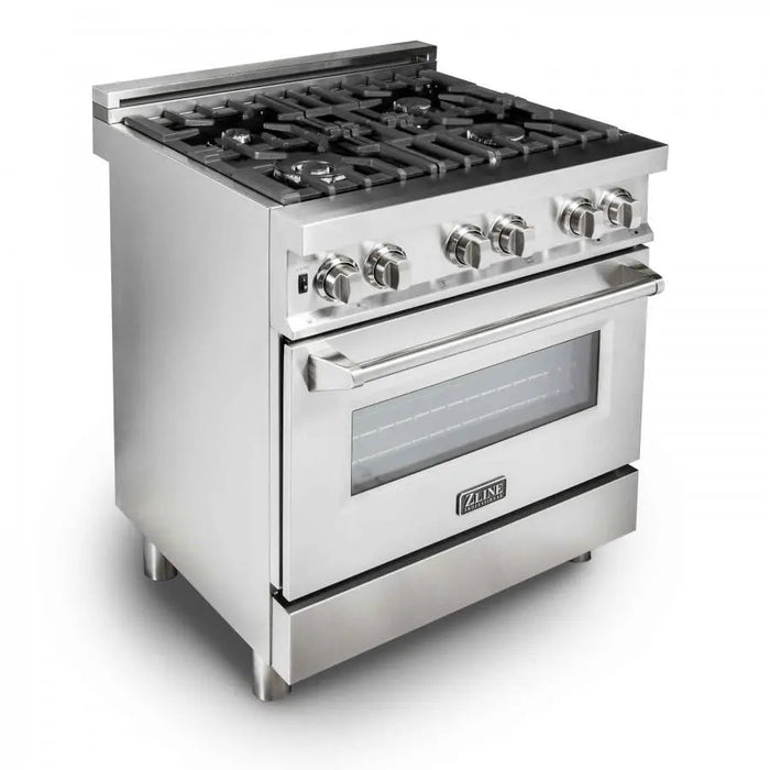 ZLINE 30" Stainless 4.0 cu.ft. 4 Gas Burner/Electric Oven Range RA30