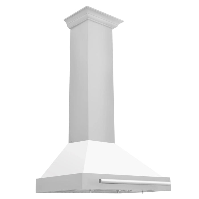 ZLINE 30" Stainless Steel Range Hood with White Matte Shell and Stainless Steel Handle  KB4STX-WM-30