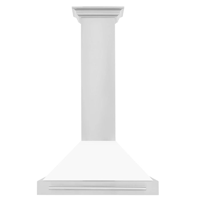 ZLINE 30" Stainless Steel Range Hood with White Matte Shell and Stainless Steel Handle  KB4STX-WM-30