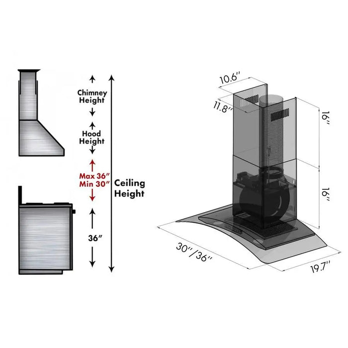 ZLINE 30" Stainless Steel Wall Range Hood KN4-30