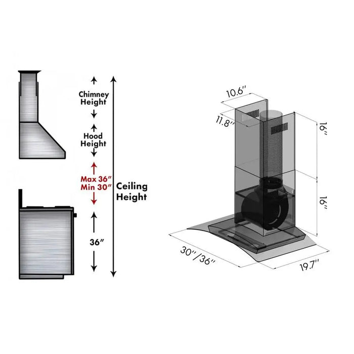ZLINE 30" Stainless Steel Wall Range Hood KZ-30