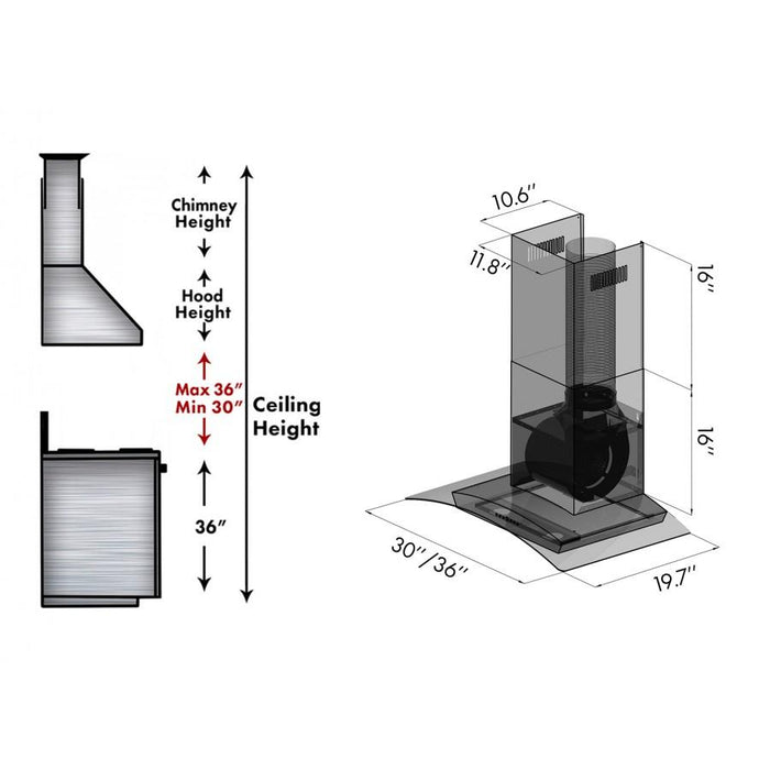 ZLINE 30" Stainless Steel Wall Range Hood with Crown Molding, KZCRN-30