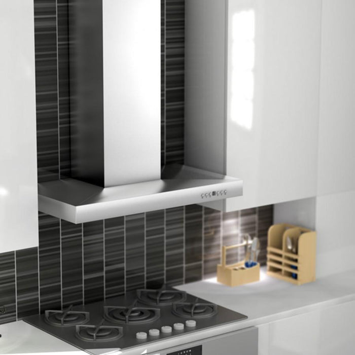 ZLINE 30" Stainless Wall Range Hood with Crown Molding, KECRN-30