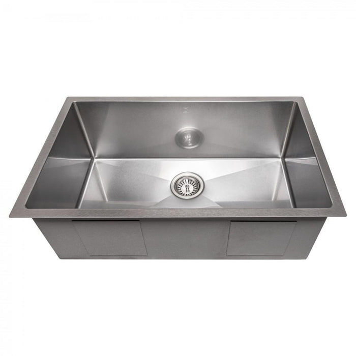 ZLINE 30" Undermount Single Bowl Sink DuraSnow Stainless Steel, SRS-30S