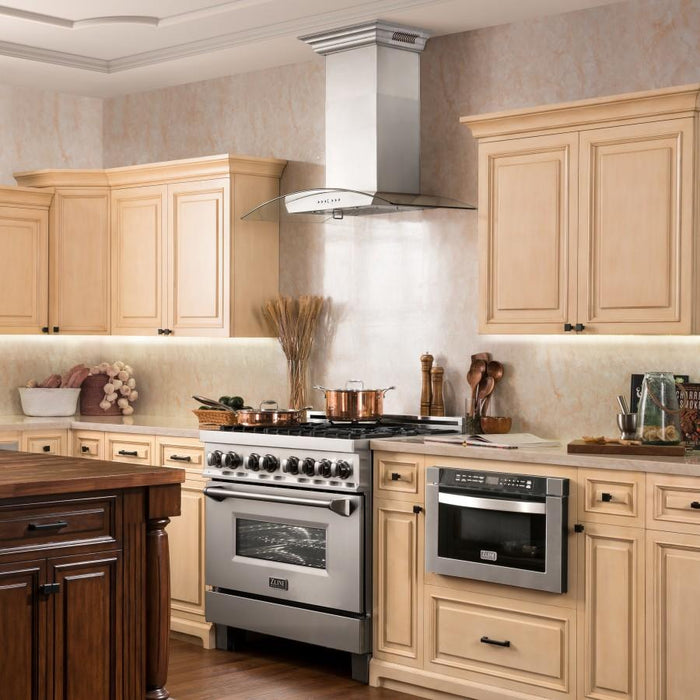 ZLINE 30" Wall Range Hood, Built-in CrownSound® Bluetooth Speakers, KZCRN-BT-30