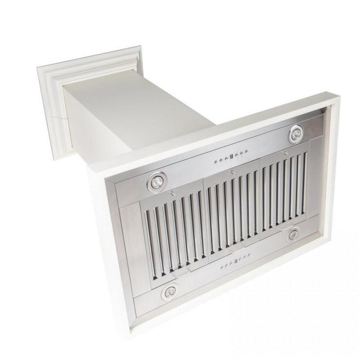 ZLINE 30" Wooden Island Mount Range Hood in Cottage White, KBiTT-RD-30