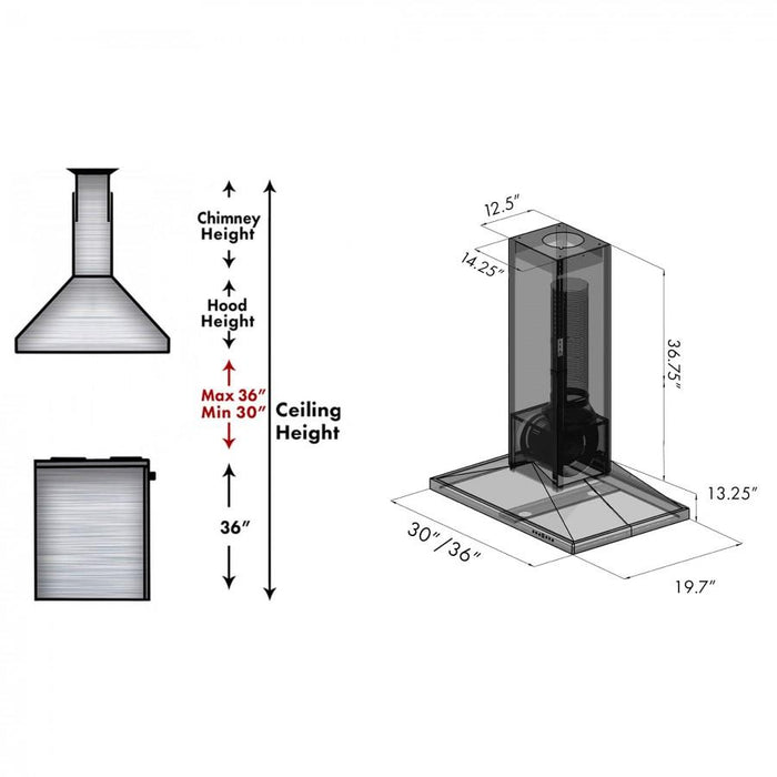 ZLINE 30" Wooden Island Mount Range Hood in Cottage White, KBiTT-RD-30