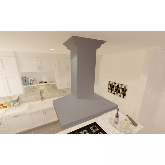 ZLINE 30" Wooden Island Mount Range Hood in Gray, KBiUU-RD-30