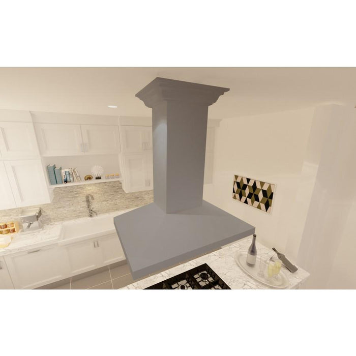 ZLINE 30" Wooden Island Range Hood in Gray, KBiUU-30