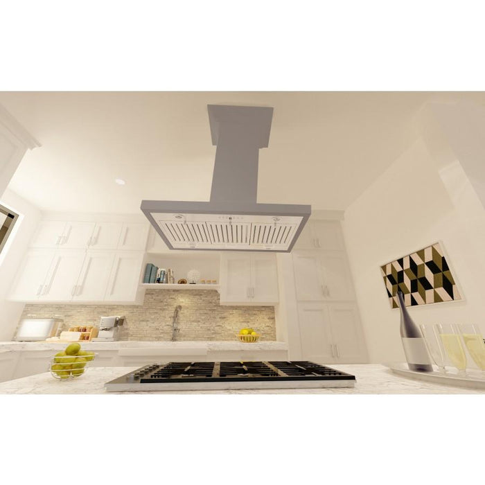 ZLINE 30" Wooden Island Range Hood in Gray, KBiUU-30